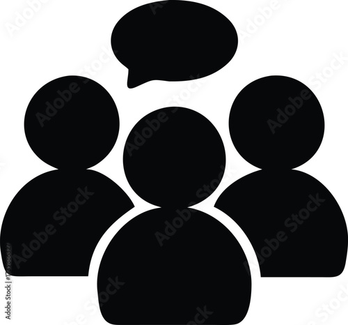 Vector art of group of people icon with speech bubble