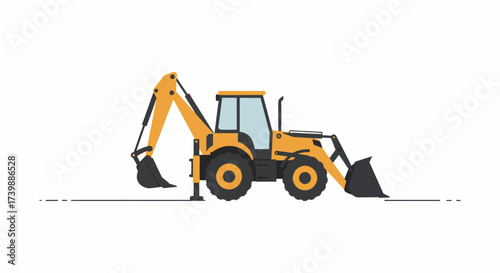 Yellow backhoe loader heavy equipment for construction work.