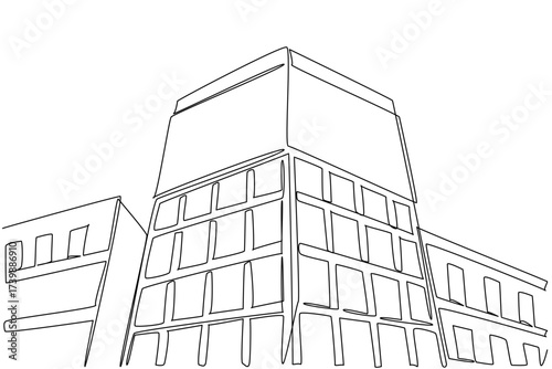 Single continuous line drawing billboards are attached at right angles to the building. Large billboard in the busy city center. Advertise. National Billboard Day. One line design vector illustration