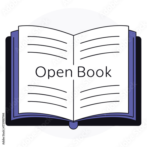 Vector art of open book illustration with text open book
