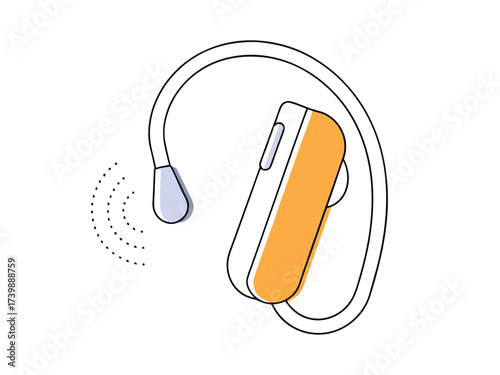 Vector art of modern hearing aid device with sound waves