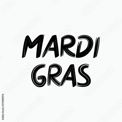 Mardi Gras text in bold style on a white background
