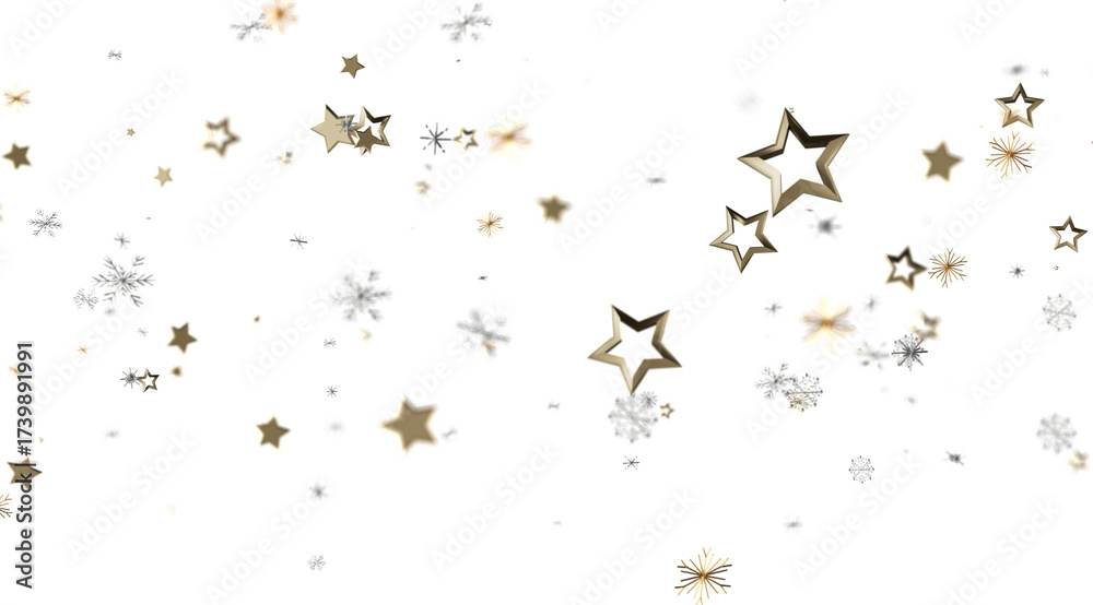 Obraz premium Festive winter design with gold stars and snowflakes. Perfect for holidays, celebrations, and winter themes.