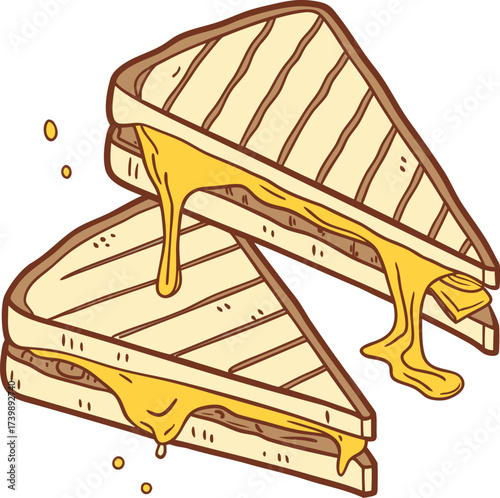 Delicious grilled cheese sandwiches with melted cheese a tasty comfort food