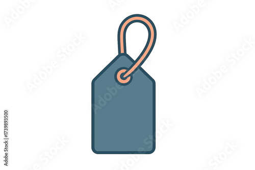 Stylized blank retail price tag with a loop string for commerce sales and discount