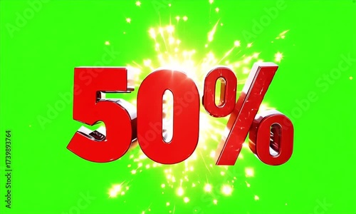 3d render of a discount symbol made of red cubes