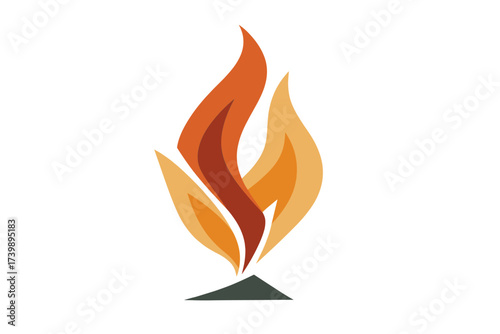 Abstract stylized fire flame symbol representing heat energy and warmth