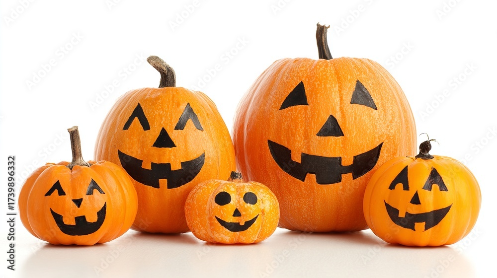 Fototapeta premium Pumpkin jack-o-lantern isolate on white background.festive Halloween concept.