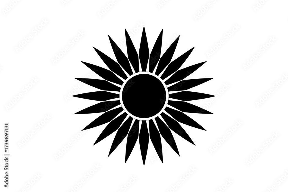 Obraz premium Simple black sunflower illustration on transparent background silhouette