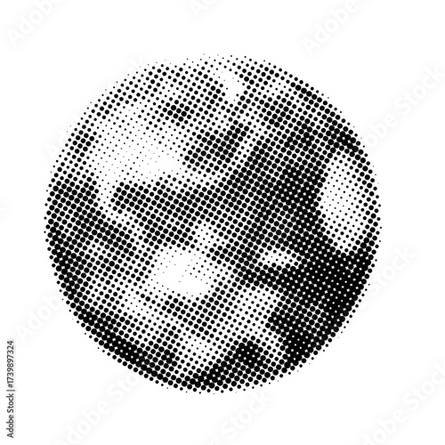 Halftone earth globe illustration with detailed dot pattern