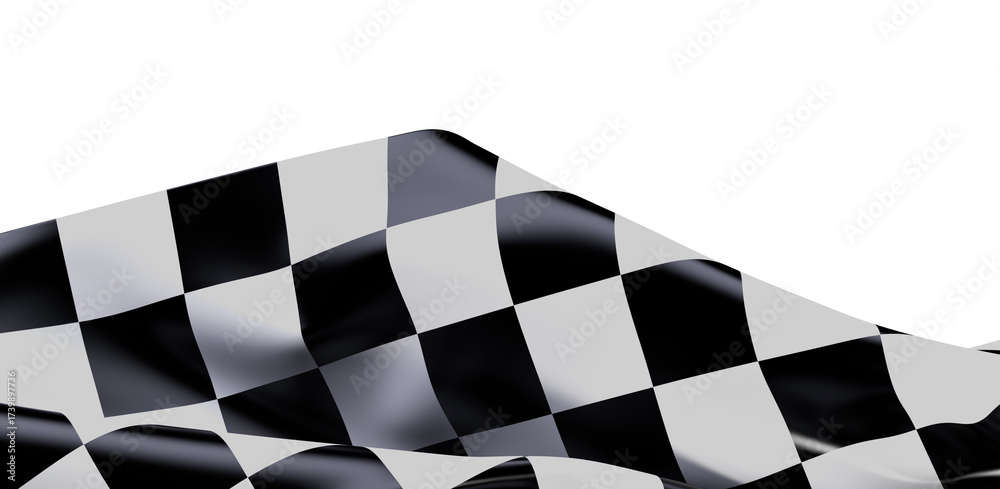 Fototapeta premium Checkered racing flag fluttering. Ideal for speed, victory, competition, finish line, start, champion, and motorsport themes. Perfect visual for