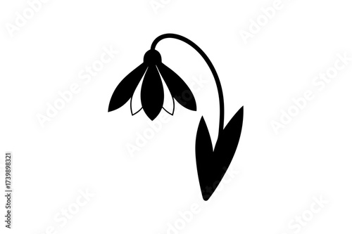 Silhouette of a drooping flower art on transparent background