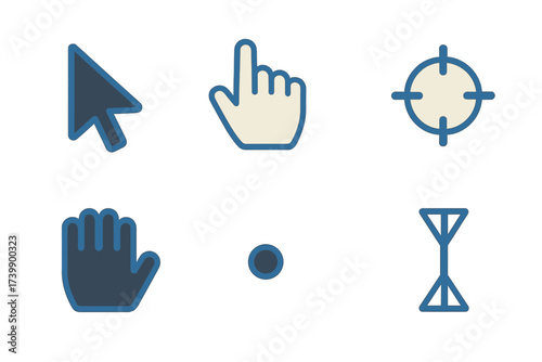 Set of common computer mouse cursors and pointers for user interface design