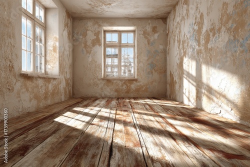 Fototapeta empty rom with wall grunge background 