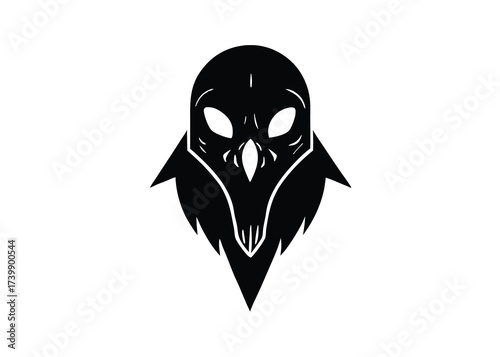 bloody raven mask skull silhouette vector icon