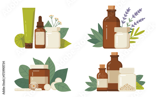 Alternative Medicine and Herbal Remedies Concept with Natural Ingredients for Holistic Health and Wellness