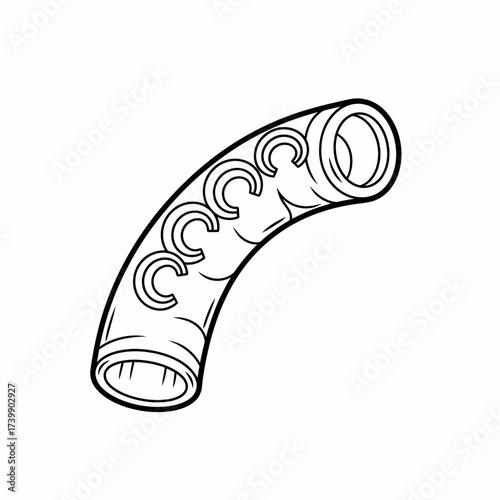 Stylized Black and White Pipe with Crescent Moon Cutout Design.