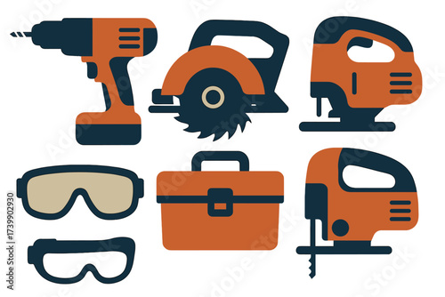 Essential power tools and safety gear collection for construction and home improvement