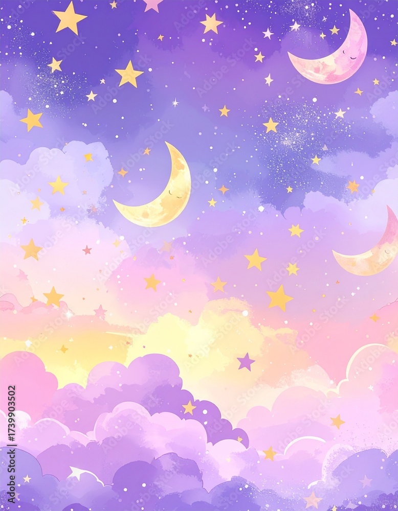 Fototapeta premium Dreamy Seamless Pastel Cosmos Illustration