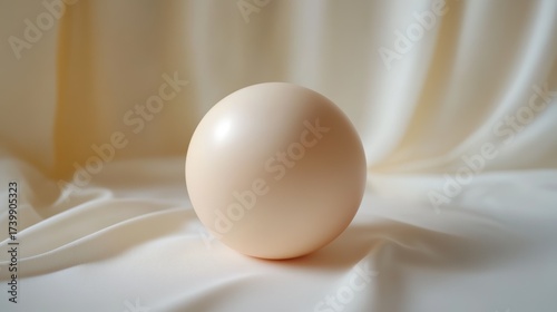 Smooth Pale Peach Colored Sphere Isolated on a Pure White Background