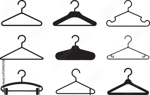 wardrobe hanger icons set 3x3 versatile shapes for retail and fashion mockups ai eps jpeg png