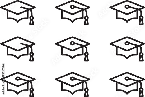 mortarboard cap icon grid simple graduation vector ai eps jpeg png academic diploma celebration