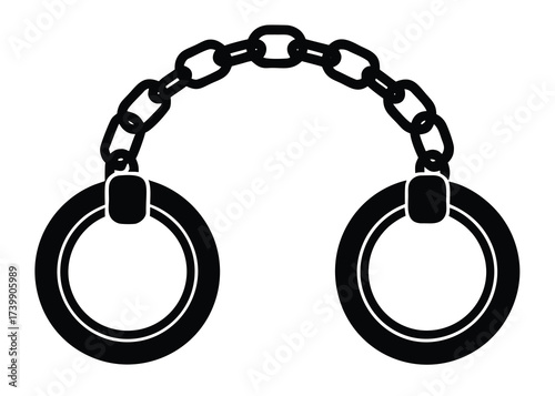 chained shackle silhouette vector icon
