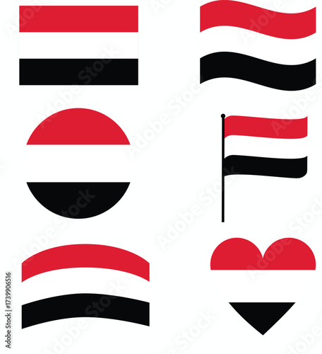 Abstract Yemen Flag Patterns:Modern Geometric Design Collection in Circle, Heart, Wavy, and Rectangle Shapes for Patriotic Branding and Backgrounds. Free Download Abstract Yemen Flag Patterns:Modern Geometric Design Collection in Circle, Heart, Wavy, and Rectangle Shapes for Patriotic Branding and Backgrounds. - GFXLoad