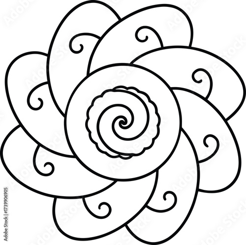 paisley swirl mandala filling entire page outline
