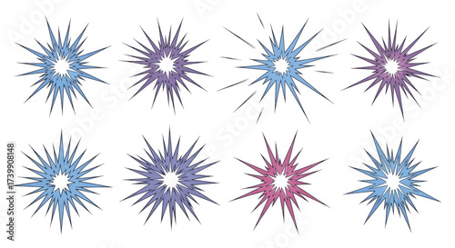 Colorful comic book bang and blast vector set.