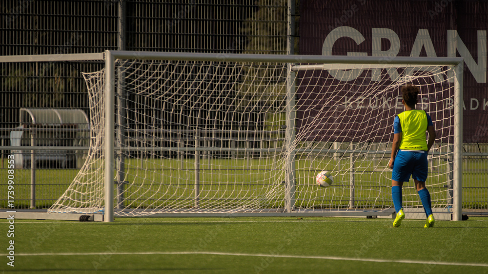 Fototapeta premium Football player youth scoring