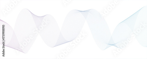 Abstract, digital-style background with series intertwined, flowing waveforms made of smooth, fine aqua blue lines. Vector business Illustration pattern of lines in transparent background.