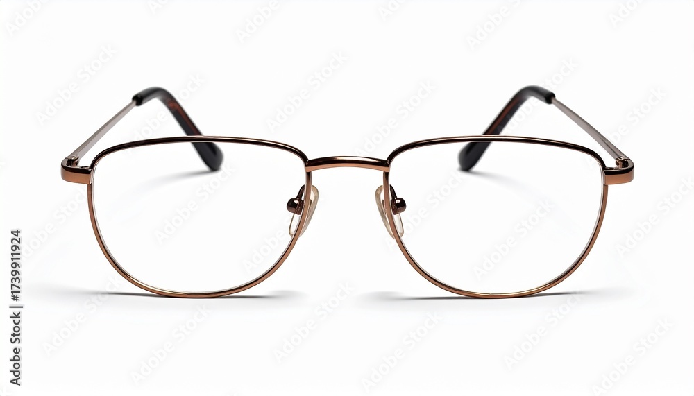 Fototapeta premium Stylish bronze-rimmed eyeglasses with clear lenses, perfect for reading or everyday wear