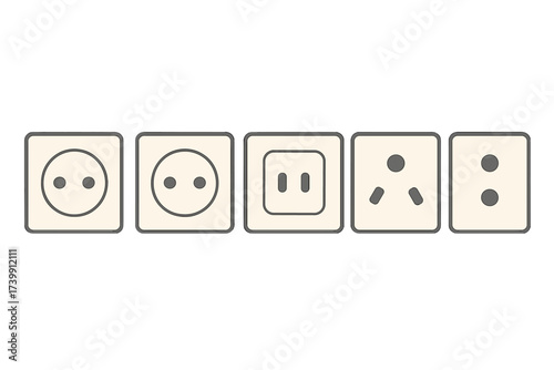 International electrical power sockets and wall outlets collection for global travel standards