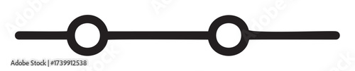 Black outline icon of a straight line with two round nodes, representing a simple connector or link concept.