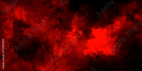 Abstract grunge red and black powder explosion cloud on black background. dark red smoke Like cloud wave effect on black. dark fire flame grunge texture background. toned fiery red sky.