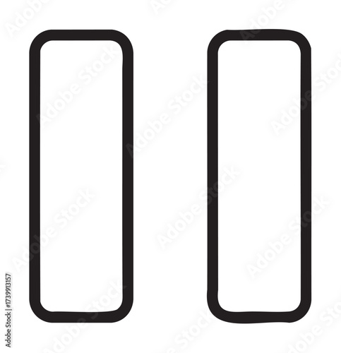 Two simple black outlined rectangle shapes in vertical alignment symbolizing pause or break.