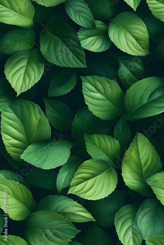 Vibrant green foliage forms a seamless and intricate pattern against a deep background.