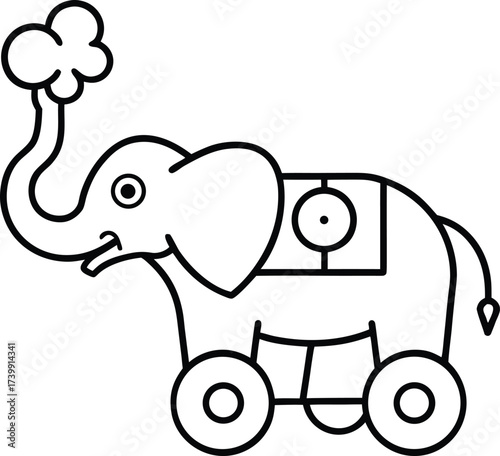 steam powered mechanical elephant parade coloring vector illustration on transparent background