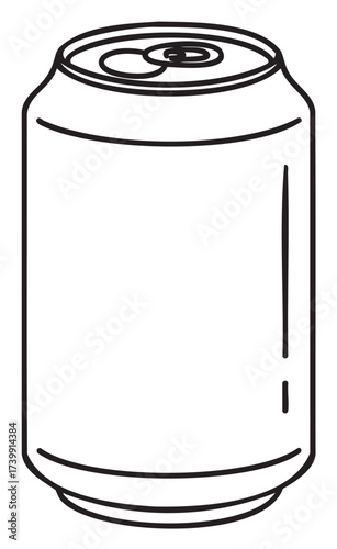 Black outline vector icon of a simple cylindrical soda can. minimal linear illustration for beverage packaging and consumption concepts.