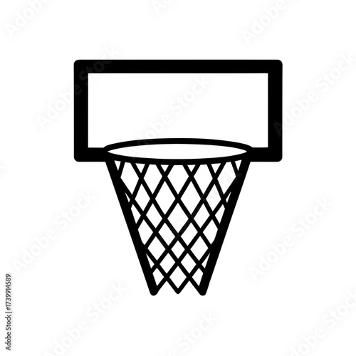 Illustration of a basketball hoop and net on transparent background silhouette