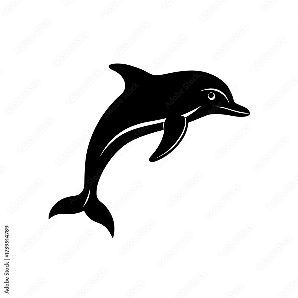 Fototapeta premium Silhouette of a dolphin jumping in the air on transparent background
