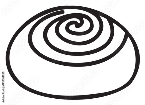 Black outline vector icon of a simple spiral swirl resembling a cinnamon roll. minimal linear design for baking, dessert, and pastry concepts.