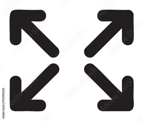 Bold black directional arrows pointing in opposite corners, representing expansion or resizing in software and interface design.
