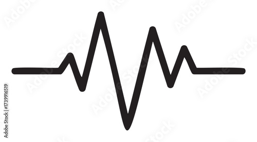 Black outline icon of a simple heartbeat or sound wave pattern with sharp peaks and valleys.