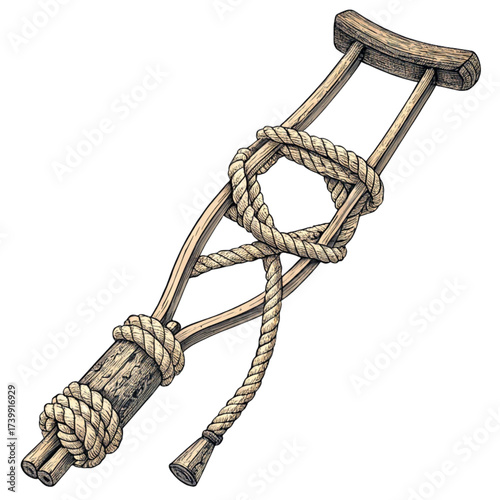 Intricate nautical knot illustration, detailed craftsmanship with rustic rope, perfect for maritime themes, sailing adventures and knot tying enthusiasts