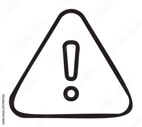 Black outline icon of a triangular warning sign featuring a bold exclamation mark in the center.