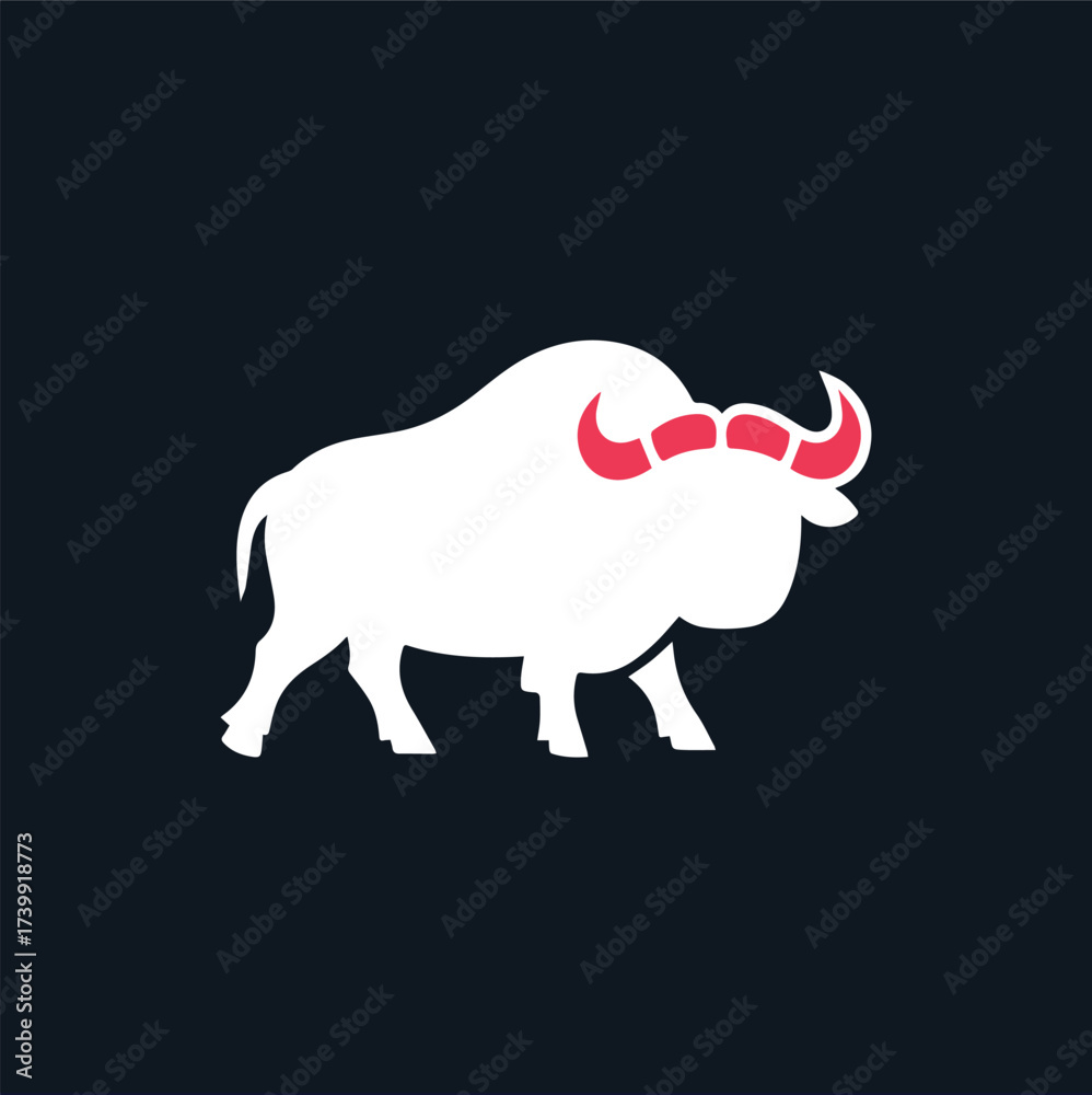 Obraz premium Silhouette Style Vector Bull Logo Icon – Strong Minimalist Black Animal Emblem Design for Sports Teams, Steakhouse Branding, Financial Markets, Gym Logos, and Power Concepts