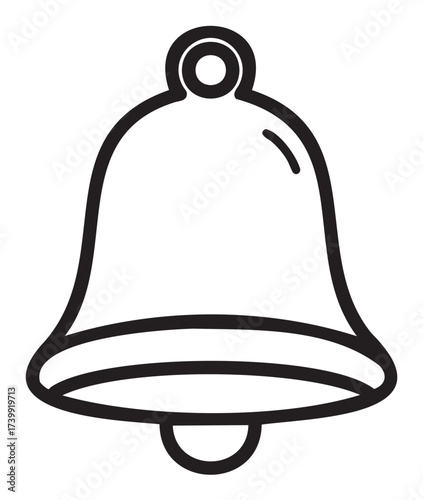Simple black outline of a traditional hand bell with a circular loop on top and dome shape.