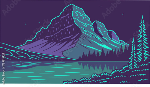 Mystical mountain range with ethereal glow, perfect for fantasy landscapes, game design, or spiritual themes, evokes calm and wonder in nature lovers